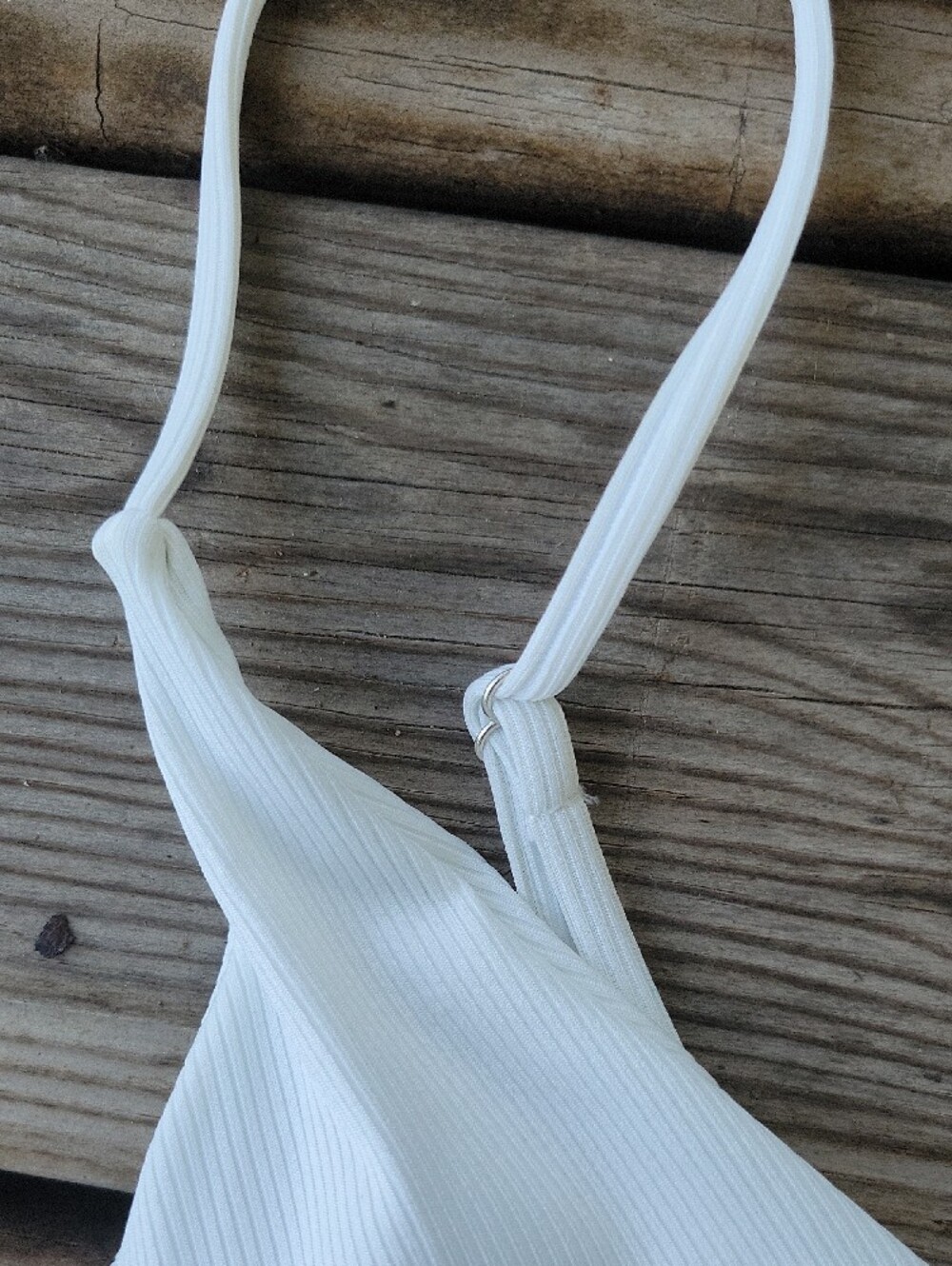 Zaful White Ribbed Ring-Front Bikini Set - Picture 6 of 7